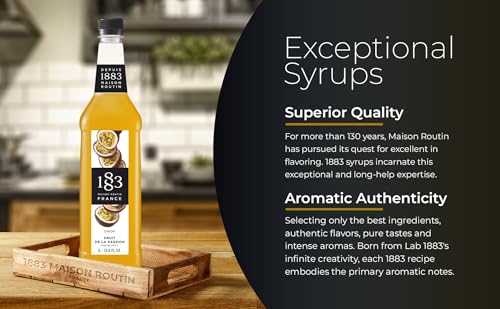 Image of 1883 Passion Fruit Syrup for Drinks, Made in France, 1 Liter Plastic Bottle