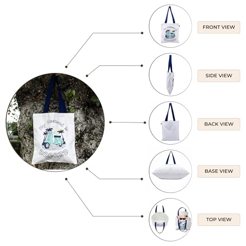 Image of ibni RFD Premium Tote Bag With Printed Designed Canvas Tote Bags For girl & women large capacity,Tote bag For Shopping, College, Travel, school, tuition and gifting 15x13.5 Inch