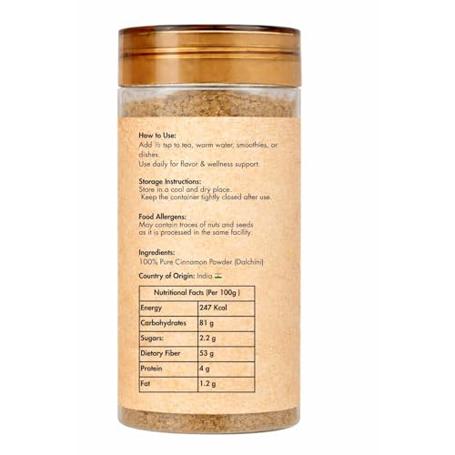 Image of Sorich Organics Indian Cinnamon Powder (Dalchini) 100g | Cinnamon for Tea, Coffee & Cooking | Supports Digestion, Metabolism & Daily Wellness | Dalchini for Kitchen & Herbal Use