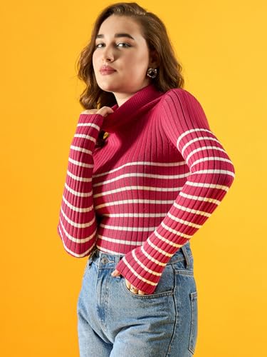 Image of 98 Degree Women Pure Cotton Turtle Neck Sweater Has A Full Sleeve & Straight Hem-AW25AZG1157-BLACK