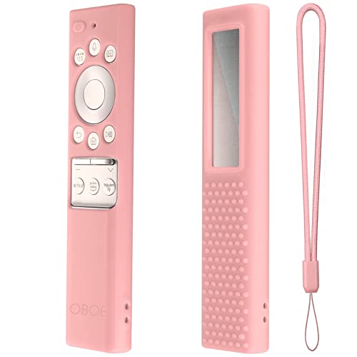 Image of Oboe Full Wrap Silicone Protective Case for Samsung BN59-01311 QLED TV Smartone Remote Cover with Charging and Solar Panel Cut & Remote Loop (Pink)