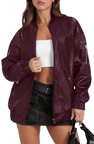 Image of Sampeel Leather Jacket Women Faux Oversized Motorcycle Bomber Coats 2026 Fall Fashion Outfits Winter Clothes