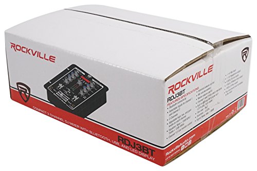 Rockville Rdj3Bt 2 Channel Dj Mixer With Usb, Bluetooth, Talkover, 4 Line Inputs #TOP7