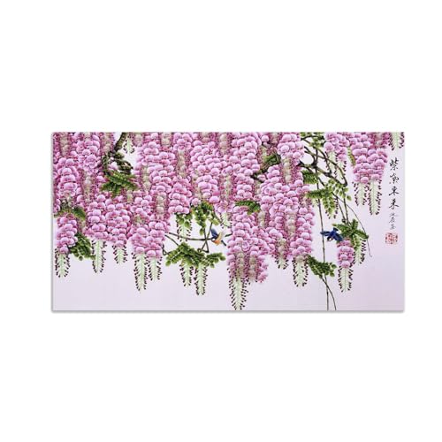 Paysage chinois sur toile moderne célébrant l'amour des fleurs et des oiseaux