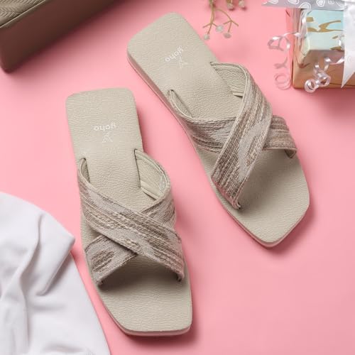 Image of YOHO Flats for Women | Lightweight, Anti-Skid, Cushioned Footbed Flip Flops | Casual & Fashionable for Everyday Use EVA Sandals 002