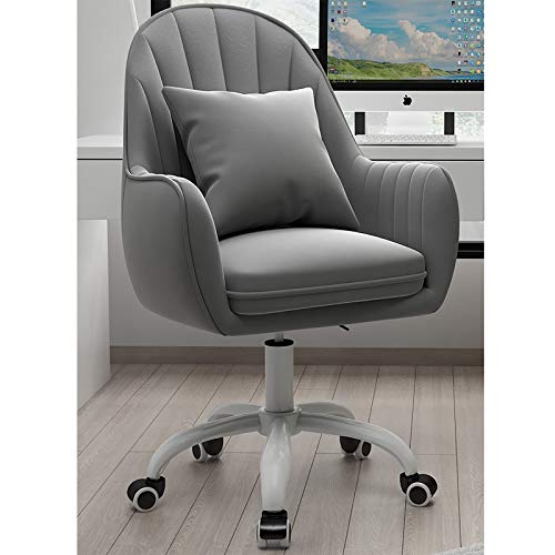 Chaise informatique mi-dos en velours gris pour le bureau à domicile