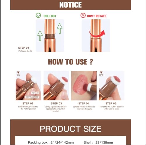 Blusher,Liquid blush stick, Liquid highlighter cosmetics, Liquid contour stick, Blush stick contour with pad applicator, Easy to mix & durable waterproof, Bliss pink blush liquid - Image 7