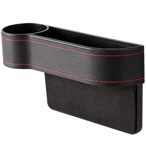 Car Leather Cup Holder Gap Bag, Car Cup Holder, Adjustable Car Seat Storage Box,Car Seat Gap Organizer,for Glasses Phones Keys and Cards, Black