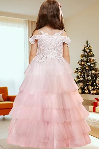 Lace Flower Girl Dresses for Wedding Layered Tulle Girls Bridesmaid First Communion Dress Princess Pageant Party Gown3