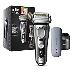 Braun Series 9 Pro Premium Rasierer Herren mit 4+1 Scherkopf, Elektrorasierer & ProLift Trimmer, PowerCase, 5-in-1 Reinigungsstation, 60 Min Laufzeit, Made in Germany, 9477cc, silber