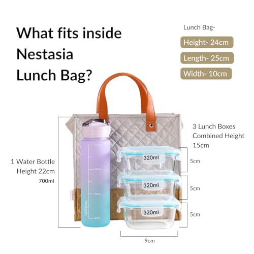Nestasia Tote Bags: Beach Bags, Reusable Grocery Shopping Bag, Waterproof Lining, Retro Flax