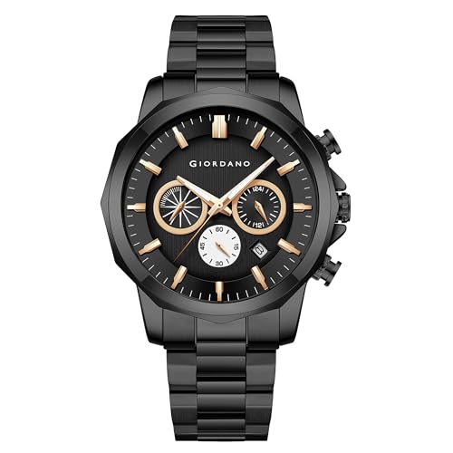Image of Giordano Multi-Function Analog Watch for Men with Textured Dial, Classic Stainless Steel Strap and Date Function