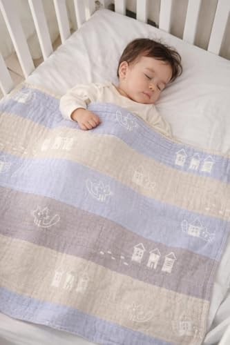 Image of 100% Cotton 6-Layer Muslin Baby Blanket | Super Soft, Breathable & All Seasons Multipurpose Blanket for Babies (Kitty)