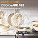 Astercook 23 Pcs Pots and Pans Non Stick Ceramic Cookware Set Detachable Handle, RV Stackable Kitchen Cooking Set Removable Handles, Oven Safe, Induction Ready, Cream White