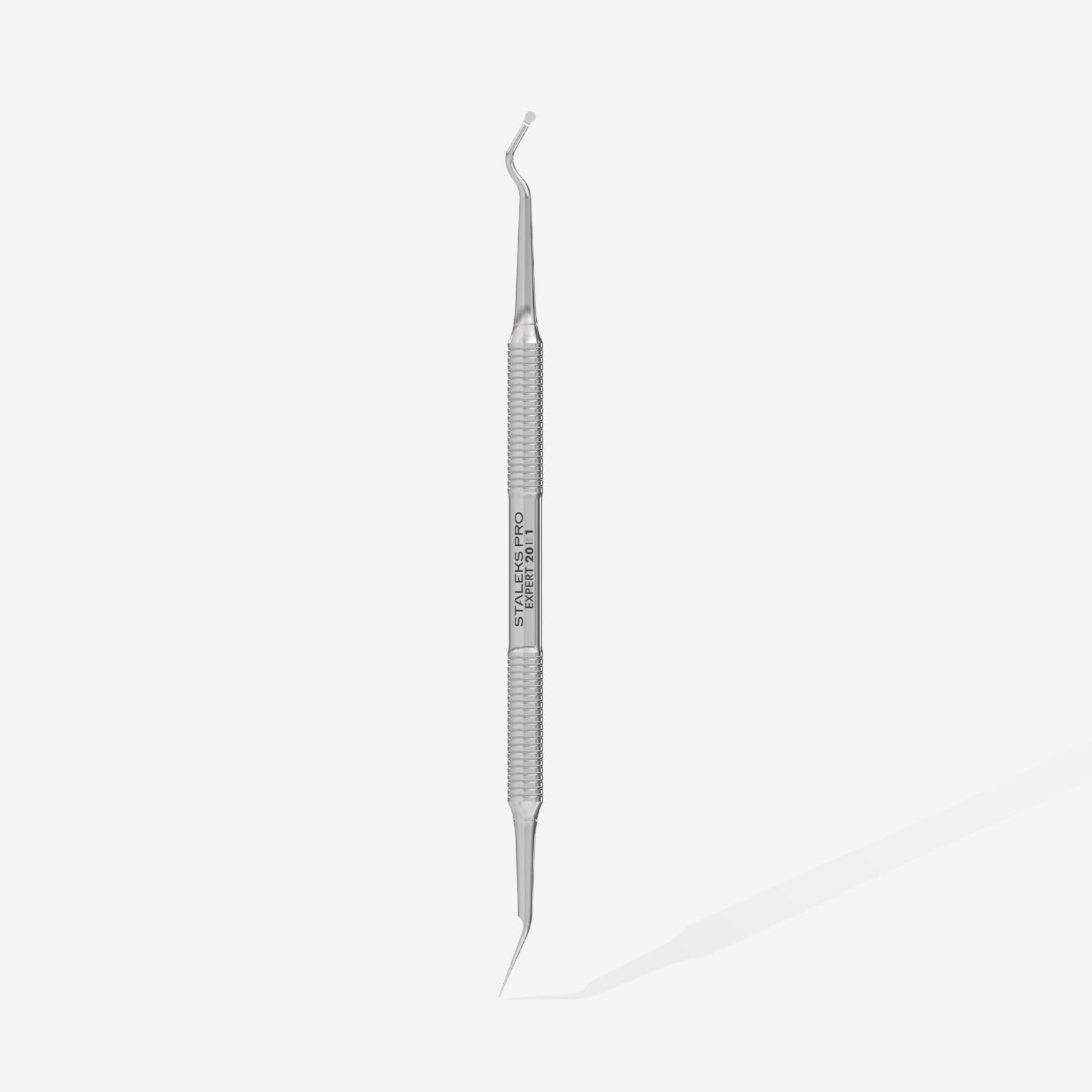 STALEKS PRO by Natury Nails Pusher per pedicure, curetta a due punte: semi-sfera + becco, acciaio inox AISI 420, Expert (PE-20/1)