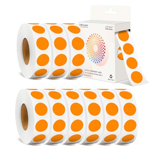Autocollants ronds orange de 1,27 cm à forte visibilité en lot de 10000 pièces