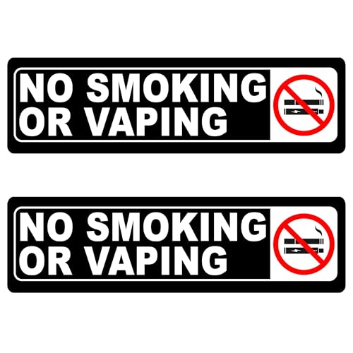 Panneau No Smoking Or Vaping en aluminium noir de 20,3 x 5,1 cm pour bureau