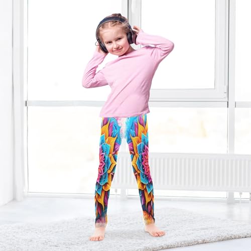 Toddler Girls Leggings Printed Yoga Pants Leggings Bohemia Blue Pink Flower for Kids4