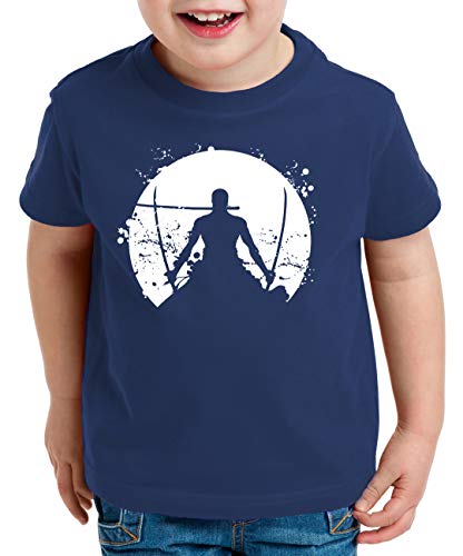 Zoro Moon One Manga T-Shirt Luffy pour Enfants Anime Piece, Kinder T-Shirt Größe:110-116 (5-6 Ans), Kinder Farben:Bleu foncé