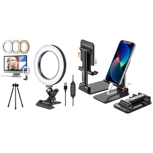 Image of Tukzer 8-Inch LED USB Selfie Ring Light with Clamp Mount, 3 Light Modes & 10 Level Brightness, for L