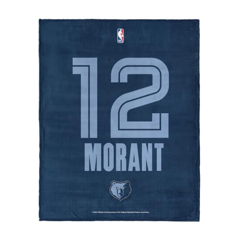 Ja Morant Memphis Grizzlies NBA Officially Licensed 46" x 60" Player Jersey Throw Blanket – Ultra Soft Fleece Blanket for Game Day, Couch, Bed & Travel
