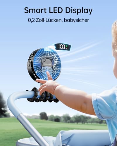 SWEETFULL Mini Ventilator Kinderwagen Ventilator Leise Handventilator 4000mAh akku Tischventilator Usb Lüfter Klein fan Tragbarer Reise Büro Camping Auto 360 Drehbare