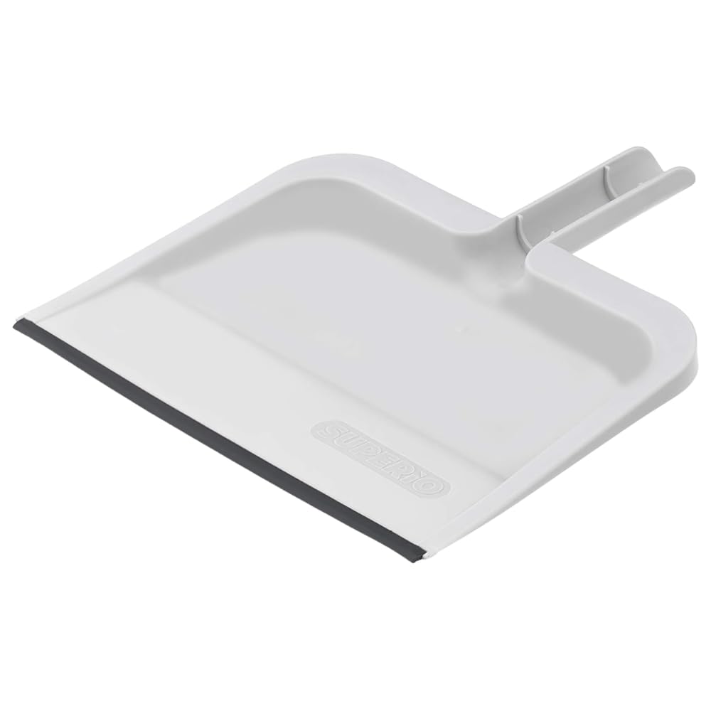 Superio Recogedor de Clip con Borde de Goma, recogedor de plástico Duradero de 10 Pulgadas de Ancho con Mango de Agarre cómodo, Blanco, 1 Paquete