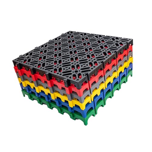 4/8/16/20 Rejilla de plástico for piso de lavado de autos, con columnas de soporte profundas y hebillas engrosadas, paneles de drenaje modulares y de libre conexión(Color4,10 pieces)