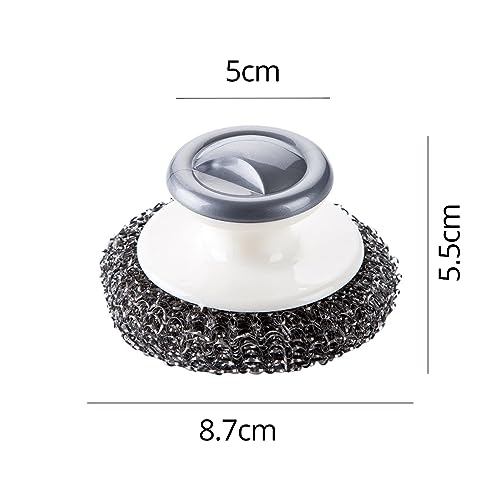 Image of Steel Wool Scrubber Handle Reusable Steel Wool Brush Steel Wool Brush with Handle Stainless Steel Wool Scrubber with Handle Heavy Duty Pot Scrubbers for Kitchen Dish Scrubber Cleaning Brush