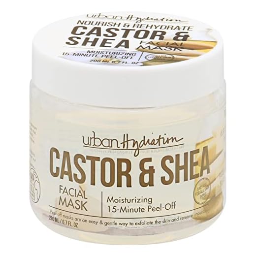 Urban Hydration Castor and Shea Facial Peel-Off Mask | Combats Dry Skin, Removes Skin Impurities, Exfoliates & Evens Skin Tone, Anti-Aging Benefits For Smooth Skin, All Skin Types | 6.7 Fl Ounce