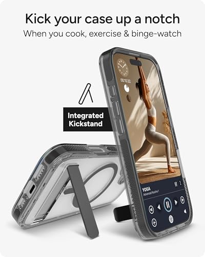 Image of ZAGG Santa Cruz Snap Case with Kickstand for iPhone 17 - Jet Black, Drop Protection (13ft /4m), MagSafe Charging Compatible, ClearGuard Anti-Yellowing Technology, Scratch Resistant Phone Case