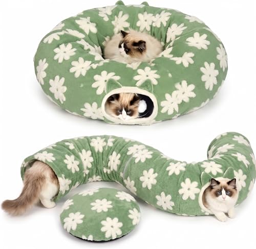Pesen Cat Tunnel Bed with Soft Cushion Cat Toys for Indoor Cats Enhance Bonding Between Pets and Owners Encourage Exploration and Satisfy Natural Instincts for Kittens Dogs and Rabbits