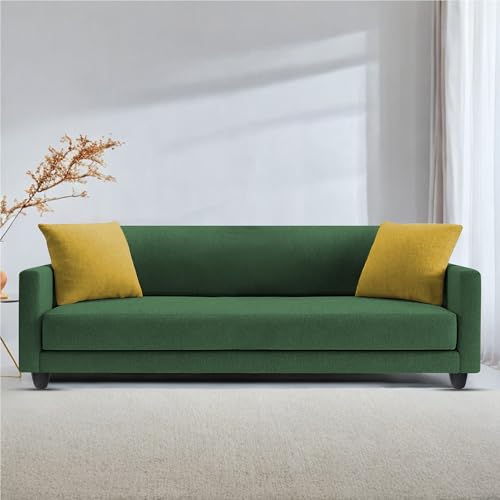Image of Casaliving Dominic 3 Seater Sofa Set for Living Room (Green Fabric) Premium Fabric Sofa