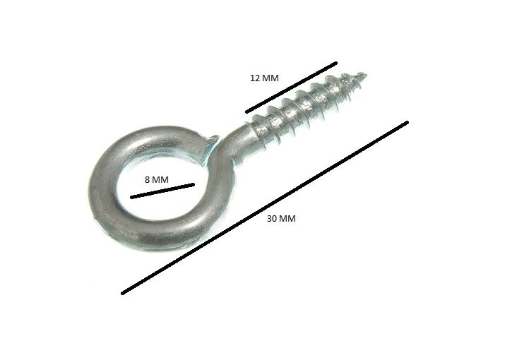 ONESTOPDIY.COM Lot de 1000 crochets fermés à visser n°6 – 3,5 mm x 30 mm – BZP (placage zinc brillant)