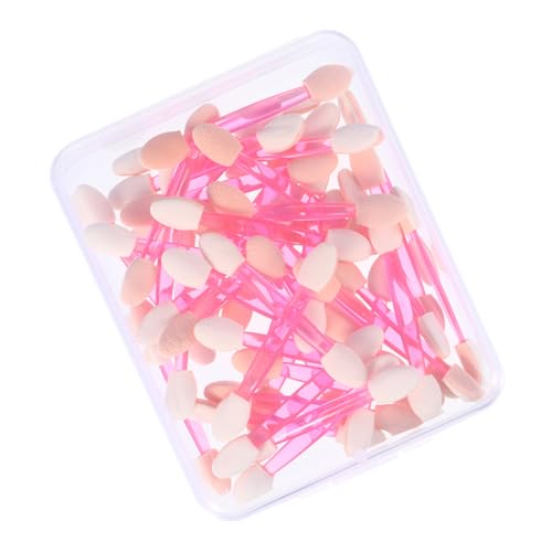 FRCOLOR Dual-ended Eye Shadow Brush 50pcs Set Plastic Stick Soft Latex Tips Eye Makeup Tools