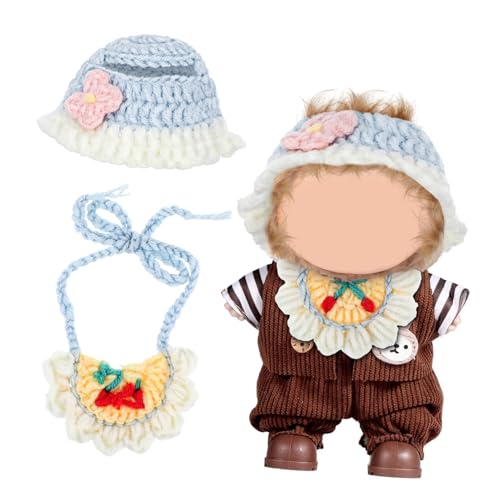 FUNNETOYU Dollhouse Zubehör Set Bandana Babylätzchen Häkelmütze für Puppen Weiches Langlebiges Outfit für Puppenstyling und Puppenhaus Dekoration