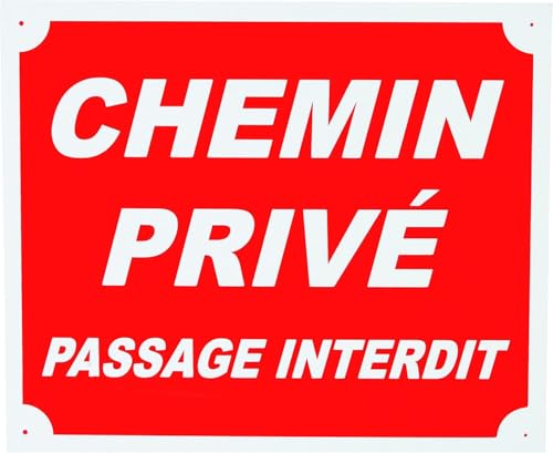 Januel - Januel - Panneau Chemin Privé Passage Interdit - Panneau Signalétique - 30x25cm - Rouge & Blanc - Akylux Souple 4mm