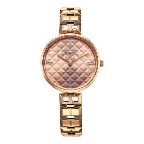 Image of Titan Raga Contempore Quartz Rose Gold Round Dial Men's Watch | Brass Solid Link Strap Material | Watches for Man | Watches for Men Analog - 2775WM01F