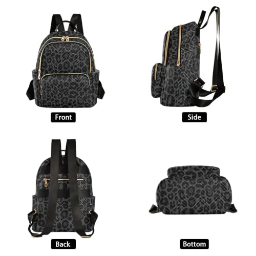 Image of ALAZA Black Gray Leopard Print Easter Women Backpack Purse Ladies Fashion Shoulder Bag Daypack Travel Bag 10L