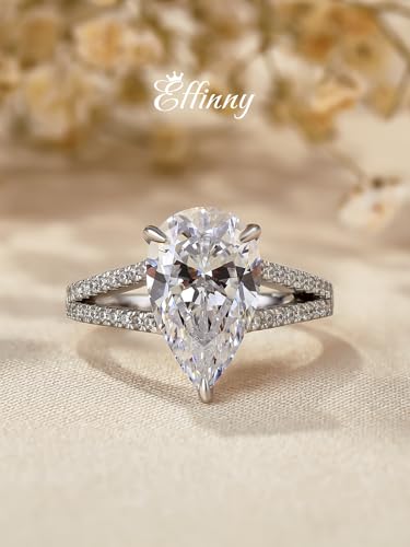 3.5ct Crushed Ice Elongated Pear Shaped Engagement Ring for Women,Split Shank 925 Sterling Silver Promise Ring for Wedding,Daily,Travel4