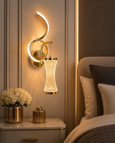 Image of FILLISKA Luxurious LED Wall Lamp for Home with Adjustable Colour Changing Function (1 Year Warranty)(French Gold-1053)