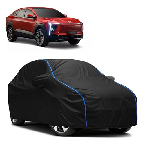 Image of Kerwa Car Body Cover Waterproof Compatible with Mahindra XEV 9e | Scratch Proof, Anti-Dust, UV Protection with Windproof Buckle Strap and Mirror Pockets, Bottom Elastic Fitted-Black