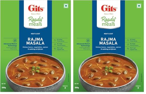 Image of Gits Ready to Eat Rajma Masala, Pure Veg Heat and Eat Indian Meal, Microwaveable, 300g (Pack of 2)