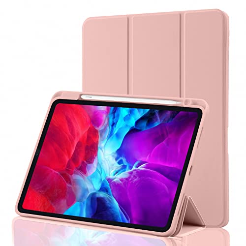 Funda compatible con iPad Air 5ª generación 2022/4ª generación 2020 10.9 pulgadas con soporte pencil, soporta carga de lápiz 2nd Gen, funda con auto despertador/sueño, oro rosa Cover