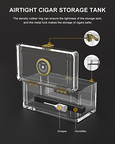 Tisfa Acrylic Cigar Humidor With Humidifier And Hygrometer, Desktop Cigar Case Box That Can Hold About 15-20 Cigars (S) #TOP2