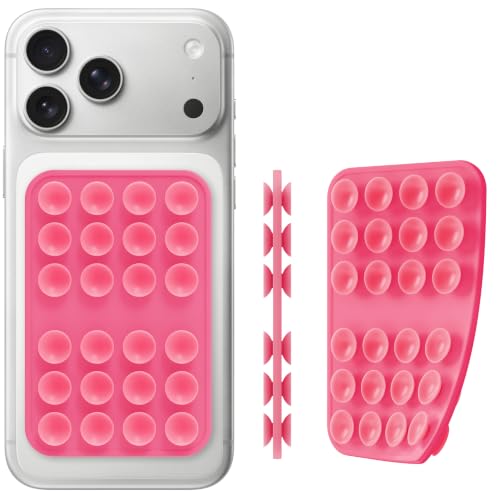 TopMade Double Sided Suction Cup Phone Case Mount for Selfie, Rose Pink