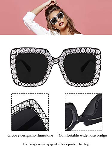 Frienda Oversize Square Sparkling Sunglasses Retro Thick Frame Sunglasses4