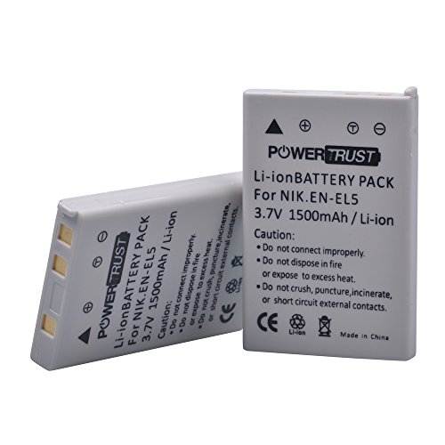 PowerTrust 2Pack Battery EN-EL5 ENEL5 Replacement for Nikon Coolpix 3700 4200 5200 5900 7900 P3 P4 P80 P90 P100 P500 P510 P520 P530 P5000 P5100 P6000 S10 Cameras
