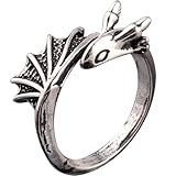 Holibanna Anillo Ajustable para Hombres, Diseño Vintage Dragón Punk, Anillo de Apertura Tamaño 10, Joyas Creativas Masculinas de Acero Resistente