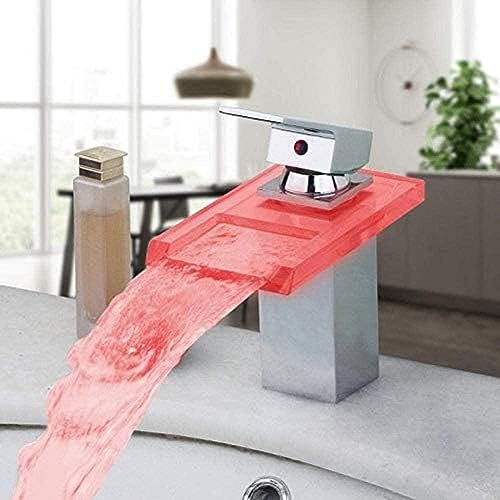 Robinet de salle de bain à LED avec mitigeur de lavabo cascade à levier unique